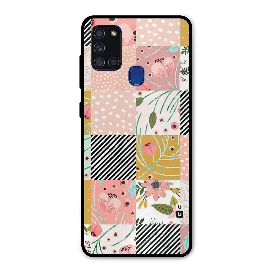 Leaf Stripe Polka Metal Back Case for Galaxy A21s