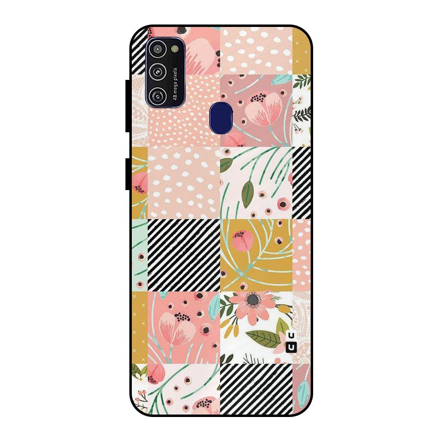 Leaf Stripe Polka Metal Back Case for Galaxy M30s