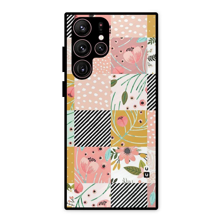 Leaf Stripe Polka Metal Back Case for Galaxy S22 Ultra 5G