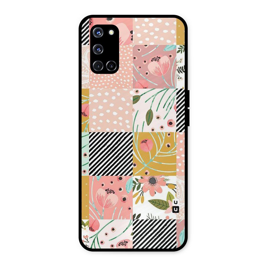 Leaf Stripe Polka Metal Back Case for Oppo A52
