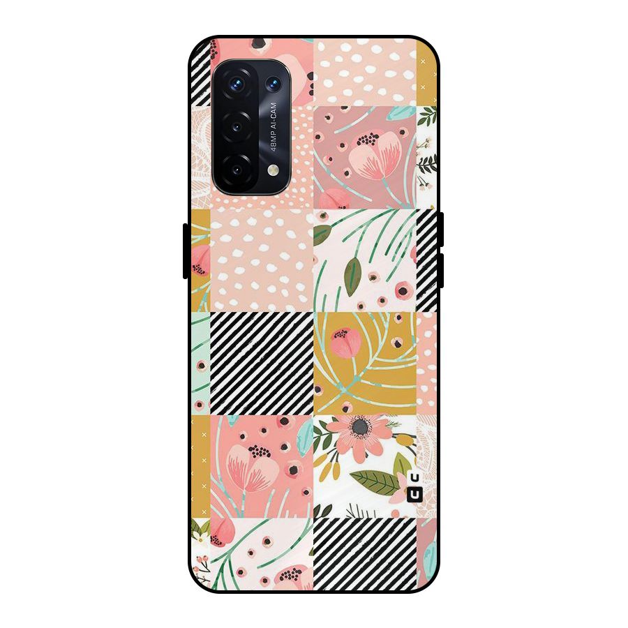 Leaf Stripe Polka Metal Back Case for Oppo A74 5G
