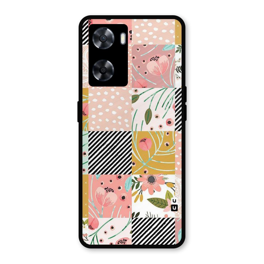 Leaf Stripe Polka Metal Back Case for Oppo A77