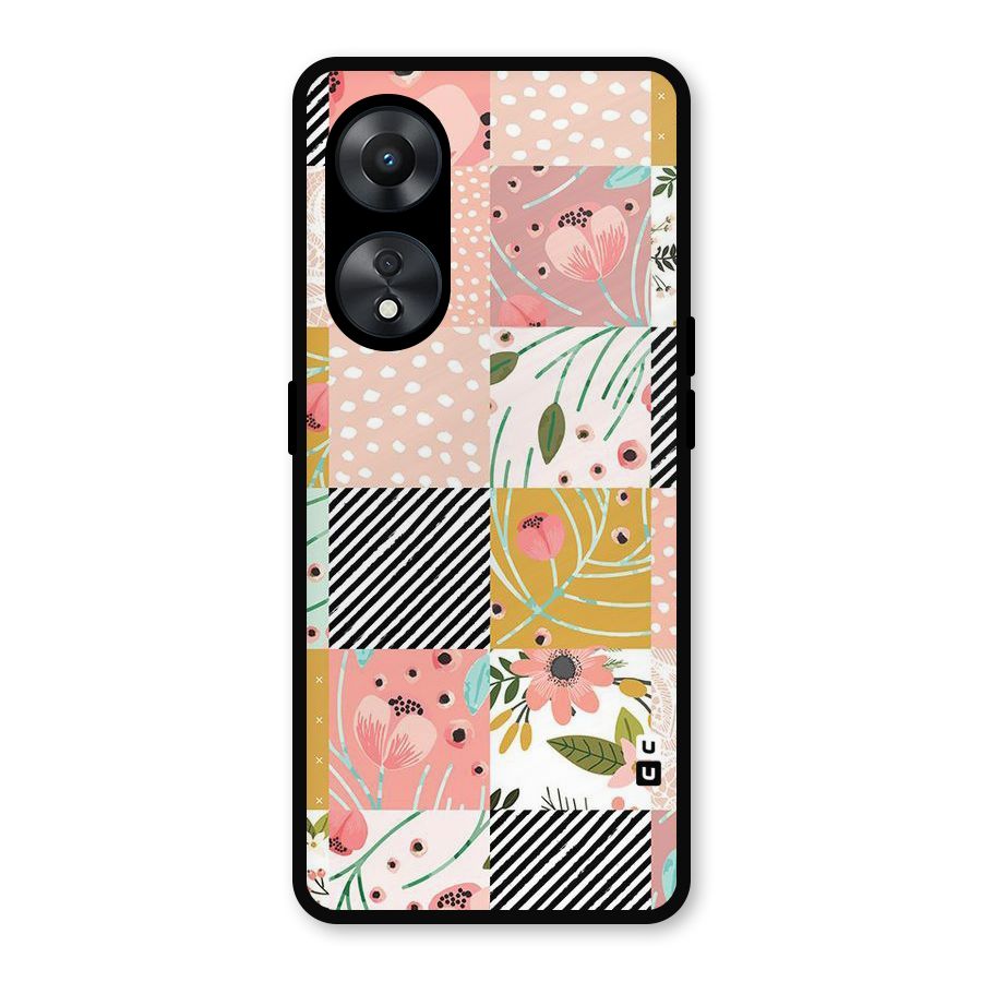 Leaf Stripe Polka Metal Back Case for Oppo A78