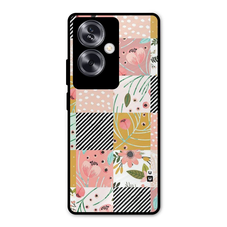 Leaf Stripe Polka Metal Back Case for Oppo A79 5G