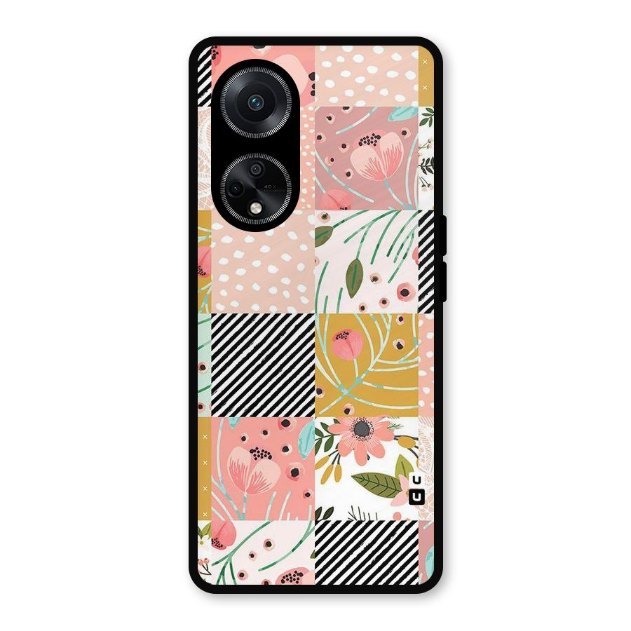 Leaf Stripe Polka Metal Back Case for Oppo F23