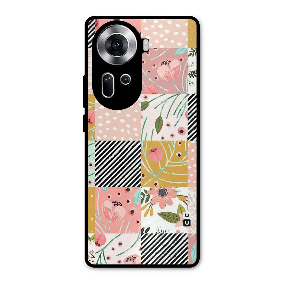 Leaf Stripe Polka Metal Back Case for Oppo Reno11 5G
