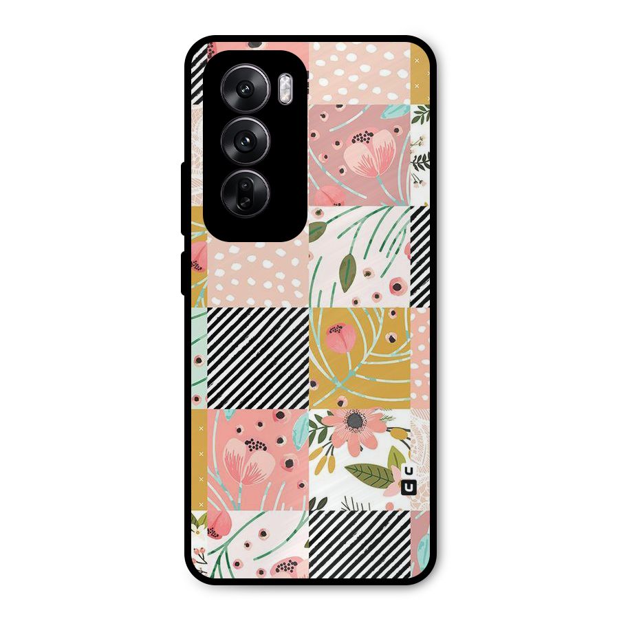 Leaf Stripe Polka Metal Back Case for Oppo Reno12