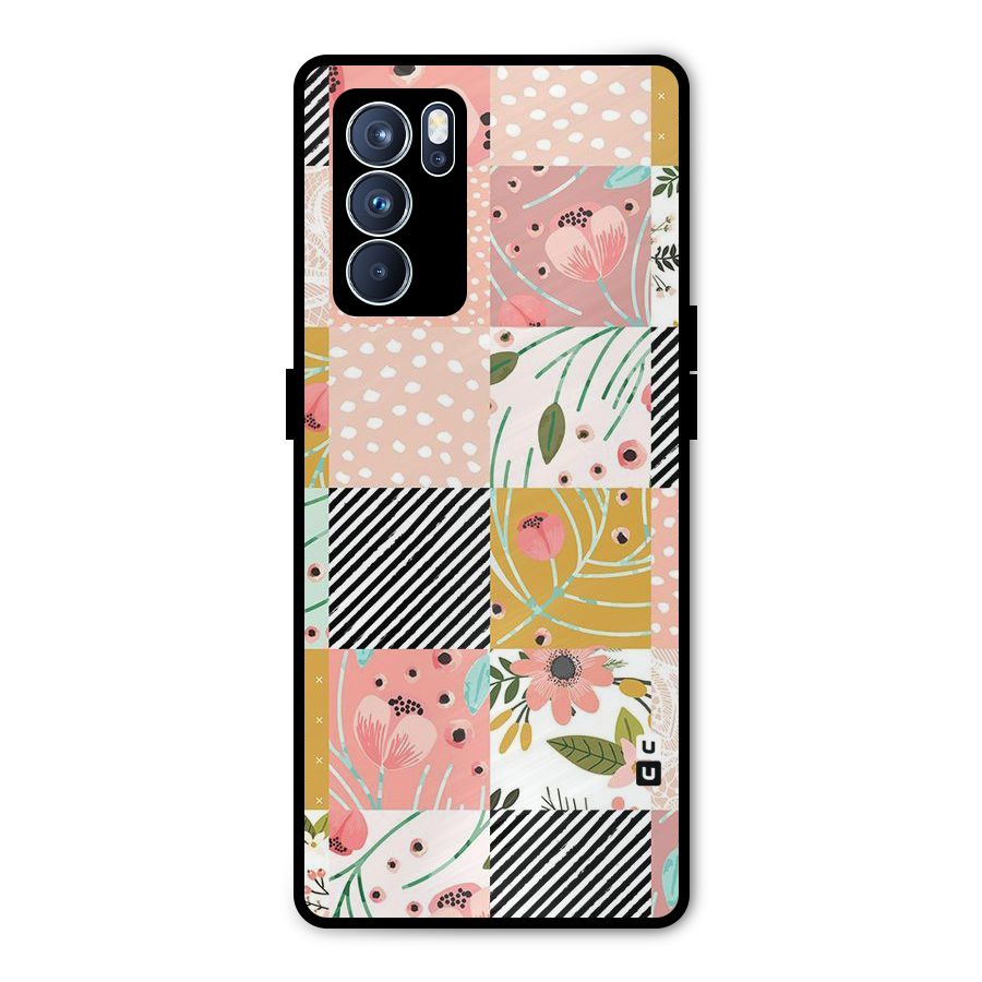 Leaf Stripe Polka Metal Back Case for Oppo Reno6 Pro 5G