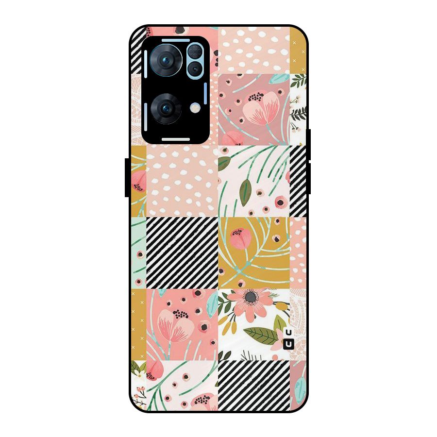 Leaf Stripe Polka Metal Back Case for Oppo Reno7 Pro 5G