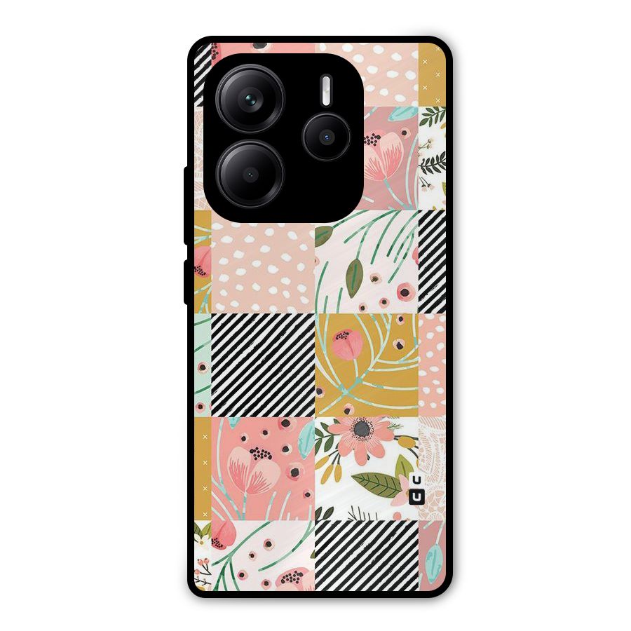 Leaf Stripe Polka Metal Back Case for Redmi Note 14 5G