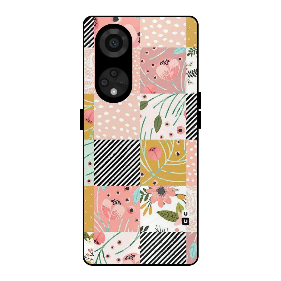 Leaf Stripe Polka Metal Back Case for Reno8 T 5G