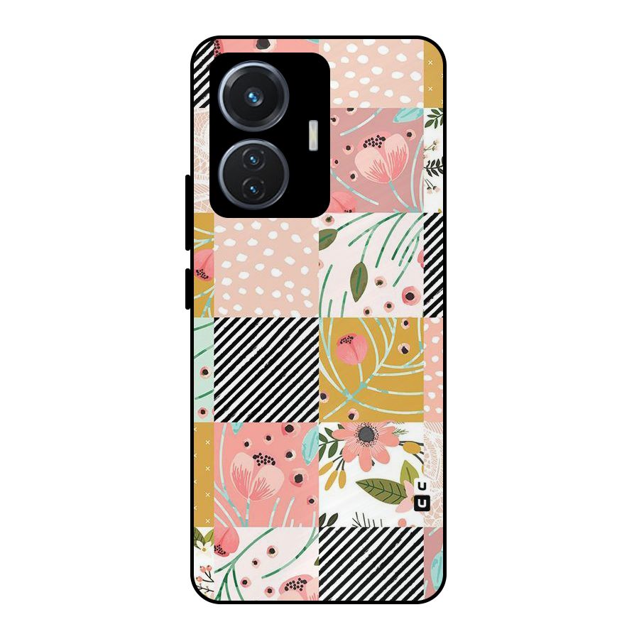 Leaf Stripe Polka Metal Back Case for Vivo T1 44W