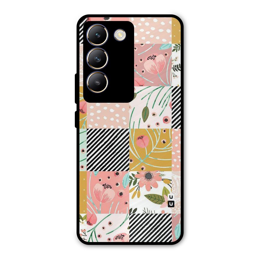 Leaf Stripe Polka Metal Back Case for Vivo T3 5G