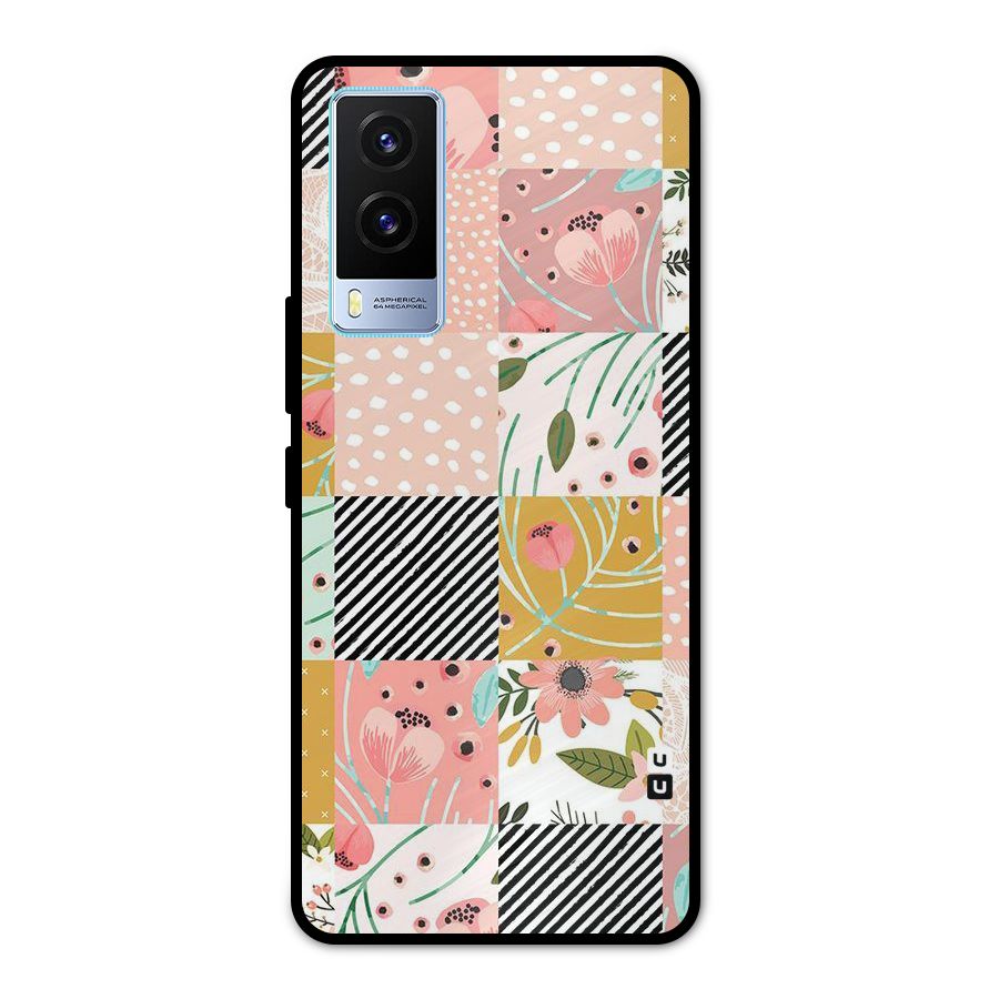 Leaf Stripe Polka Metal Back Case for Vivo V21e 5G