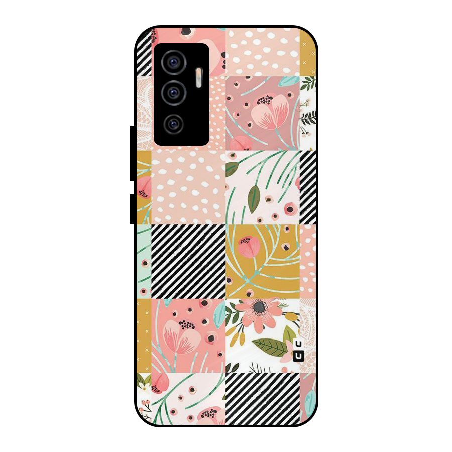 Leaf Stripe Polka Metal Back Case for Vivo V23e