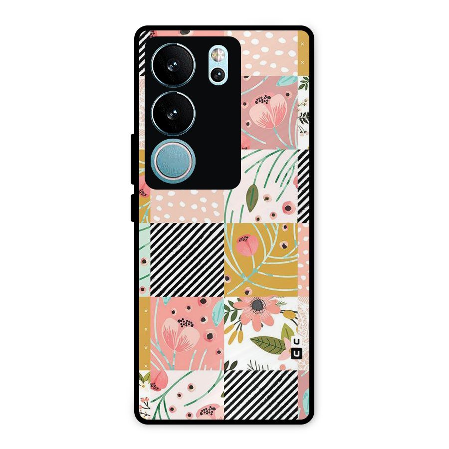 Leaf Stripe Polka Metal Back Case for Vivo V29 Pro