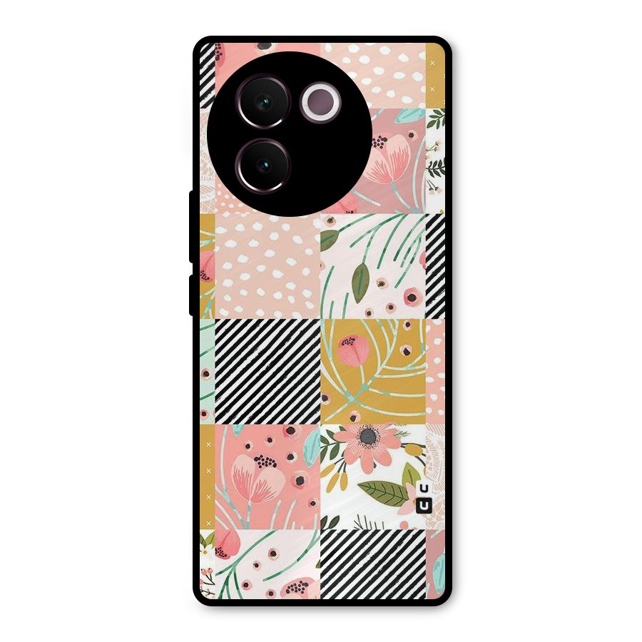 Leaf Stripe Polka Metal Back Case for Vivo V30e