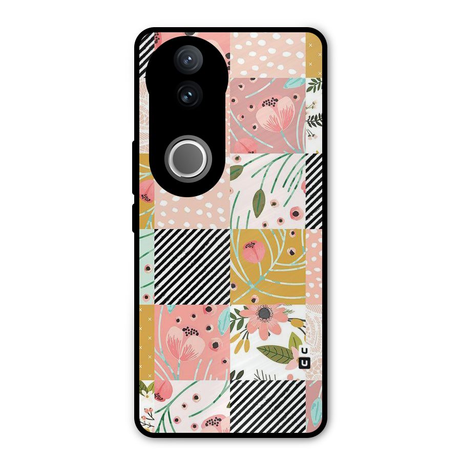 Leaf Stripe Polka Metal Back Case for Vivo V50e