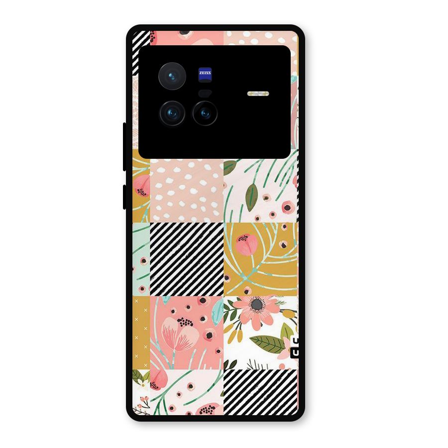 Leaf Stripe Polka Metal Back Case for Vivo X80