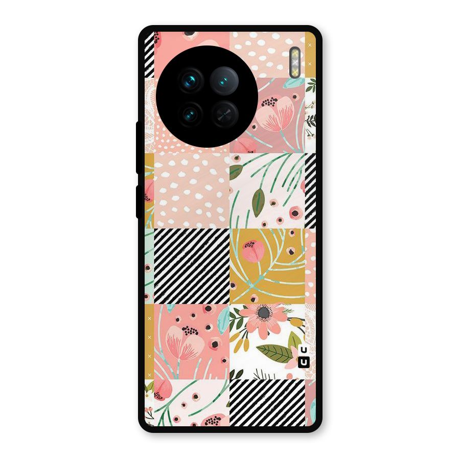 Leaf Stripe Polka Metal Back Case for Vivo X90