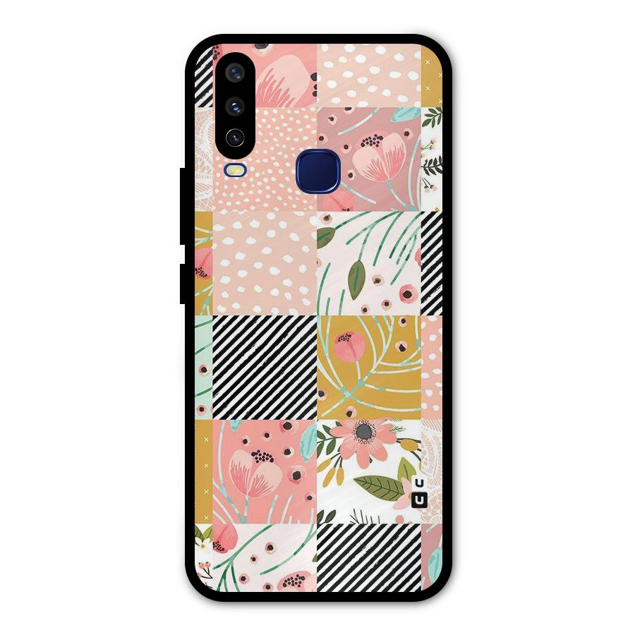 Leaf Stripe Polka Metal Back Case for Vivo Y15