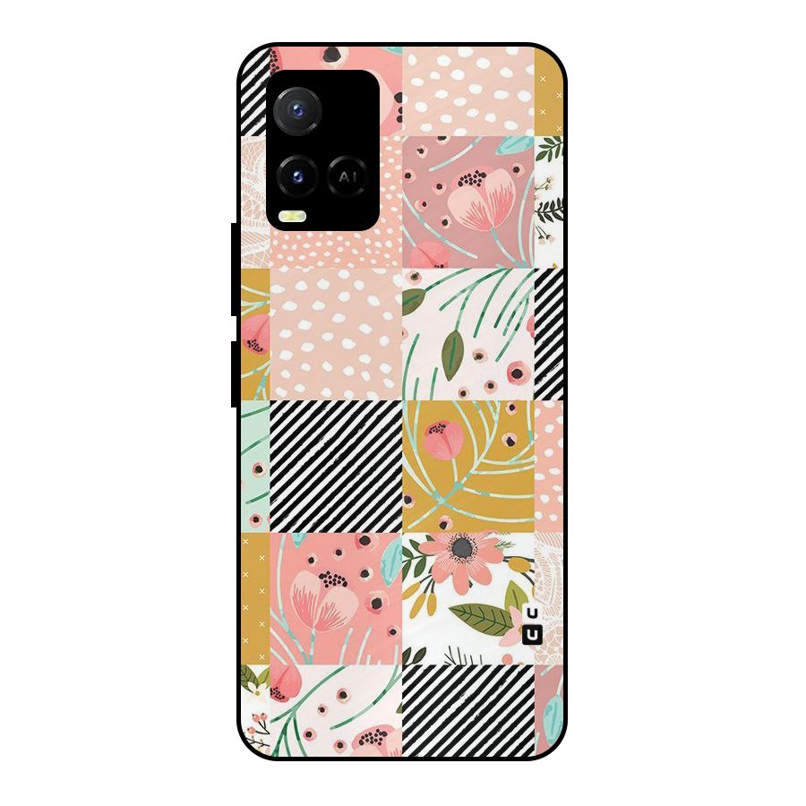 Leaf Stripe Polka Metal Back Case for Vivo Y21T