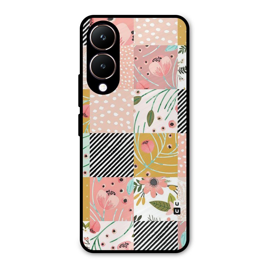 Leaf Stripe Polka Metal Back Case for Vivo Y28