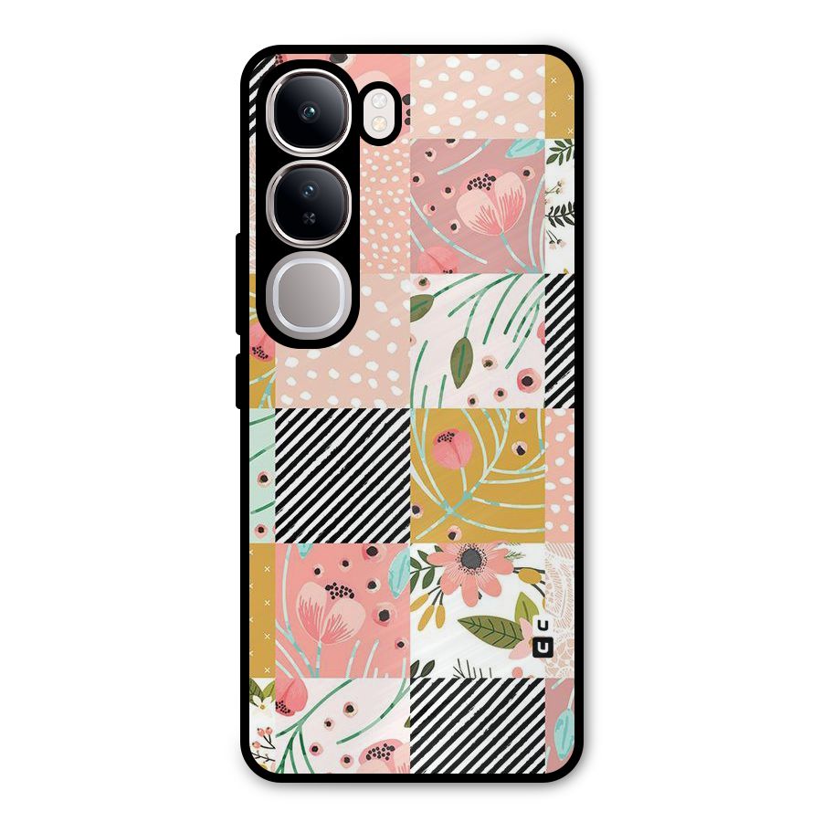 Leaf Stripe Polka Metal Back Case for Vivo Y300