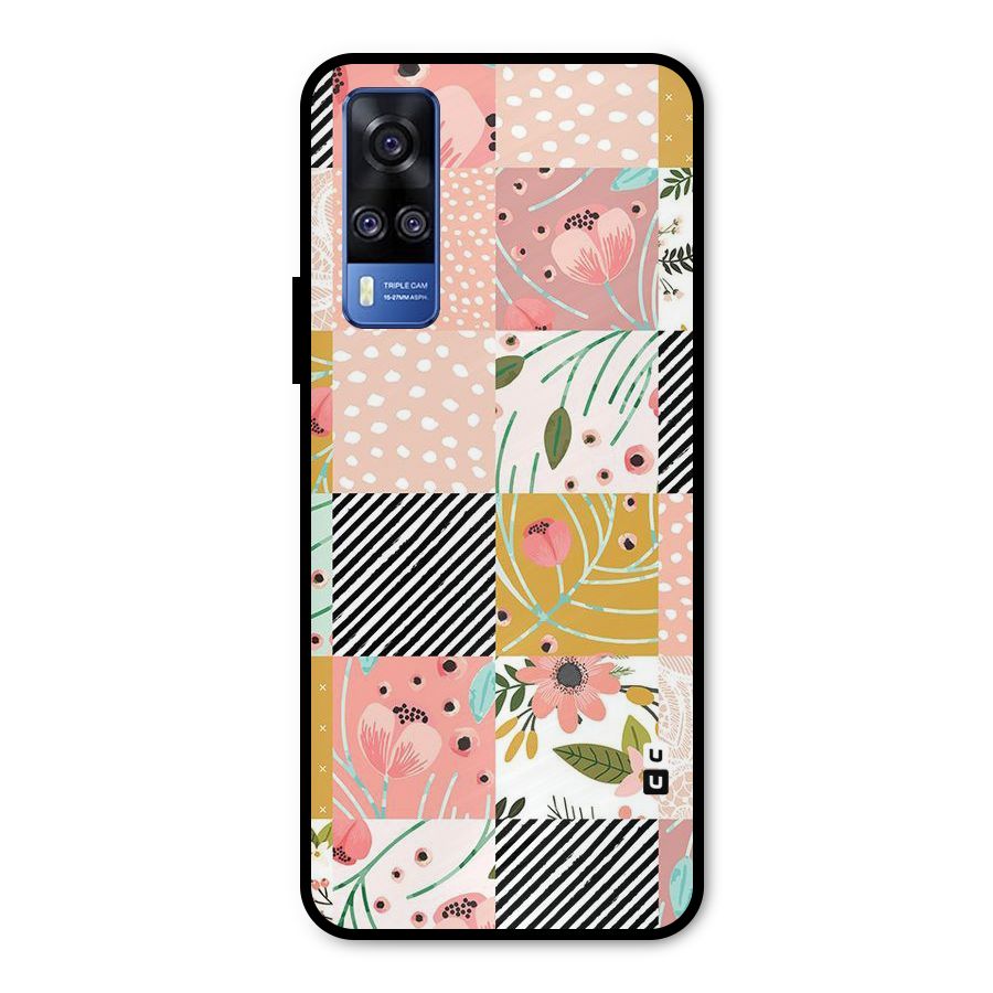 Leaf Stripe Polka Metal Back Case for Vivo Y31