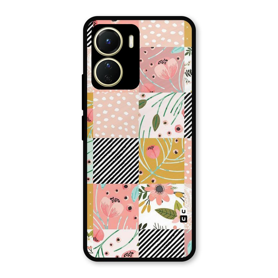 Leaf Stripe Polka Metal Back Case for Vivo Y56
