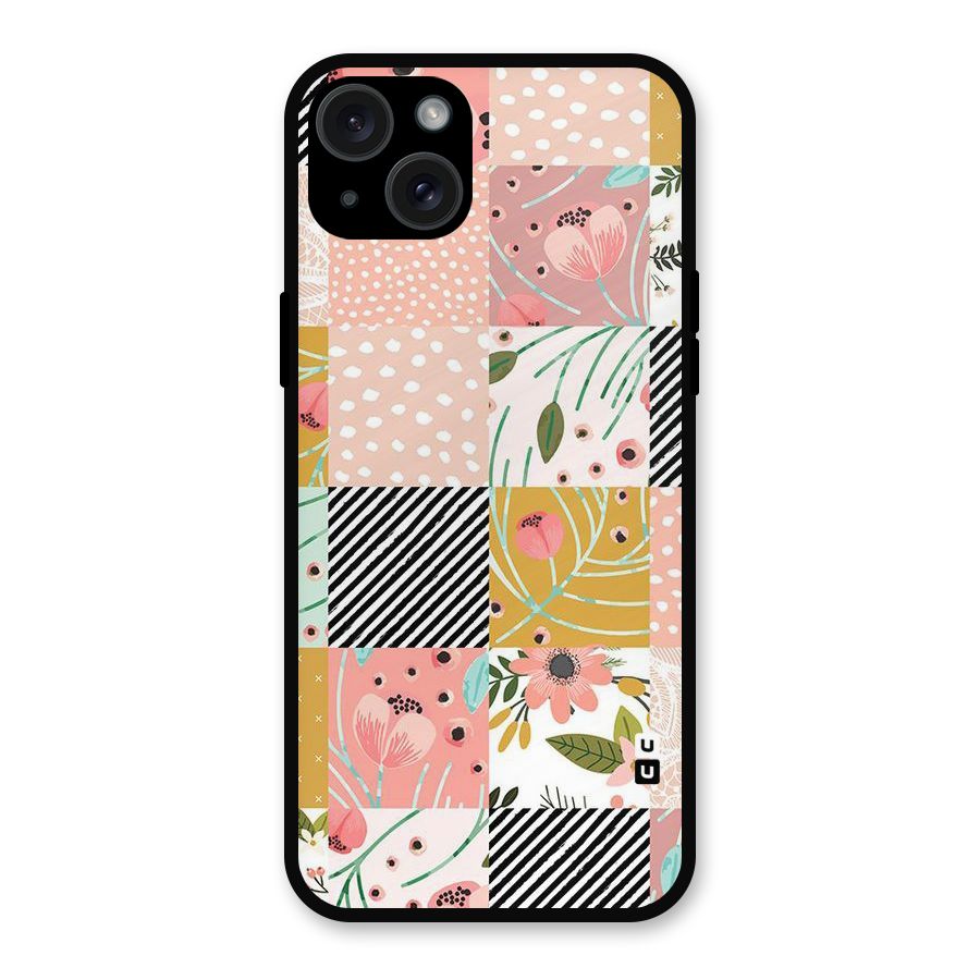 Leaf Stripe Polka Metal Back Case for iPhone 15 Plus
