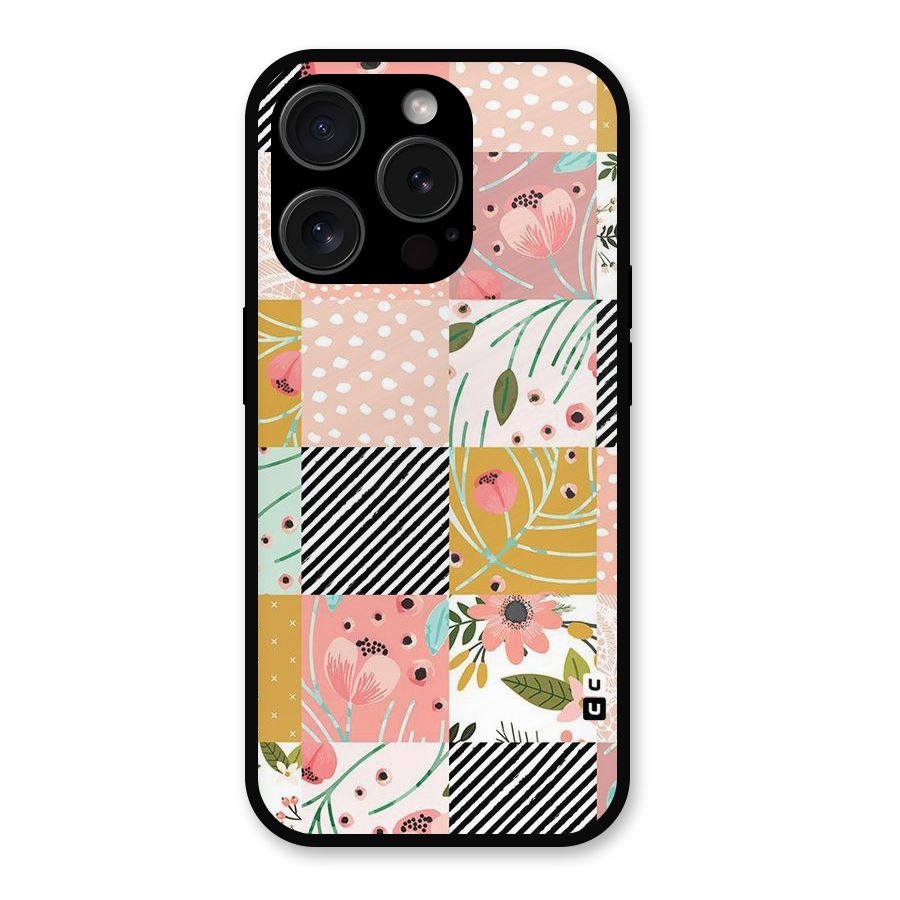 Leaf Stripe Polka Metal Back Case for iPhone 15 Pro