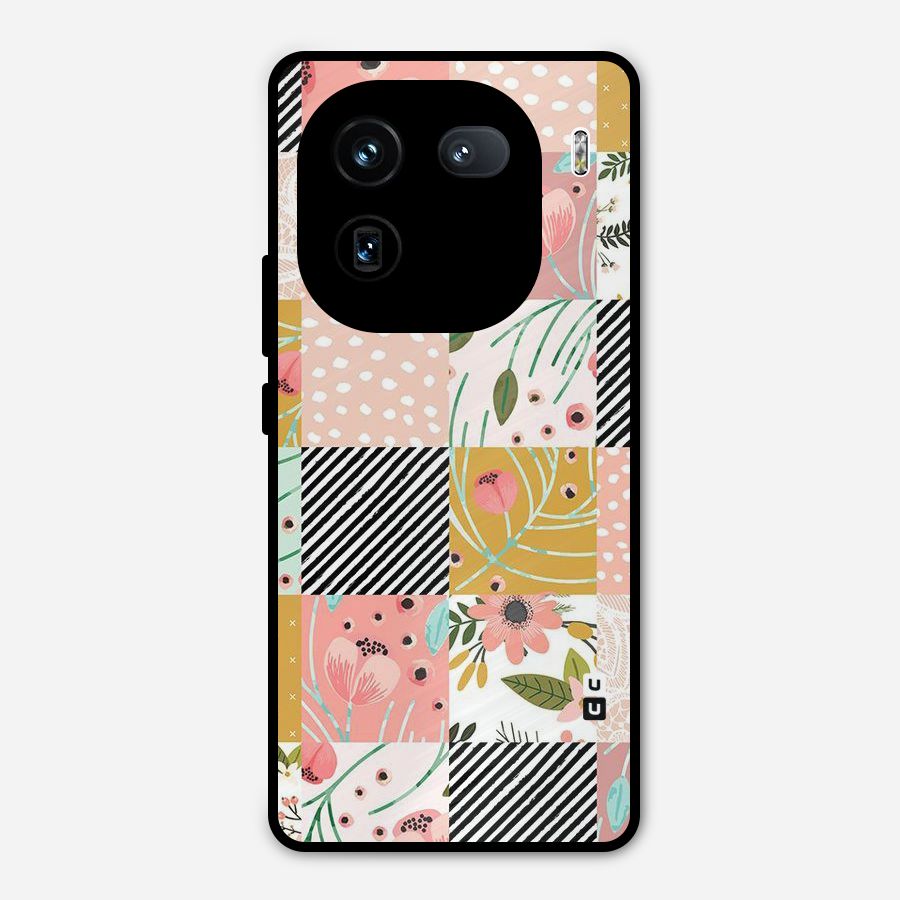 Leaf Stripe Polka Metal Back Case for iQOO 12