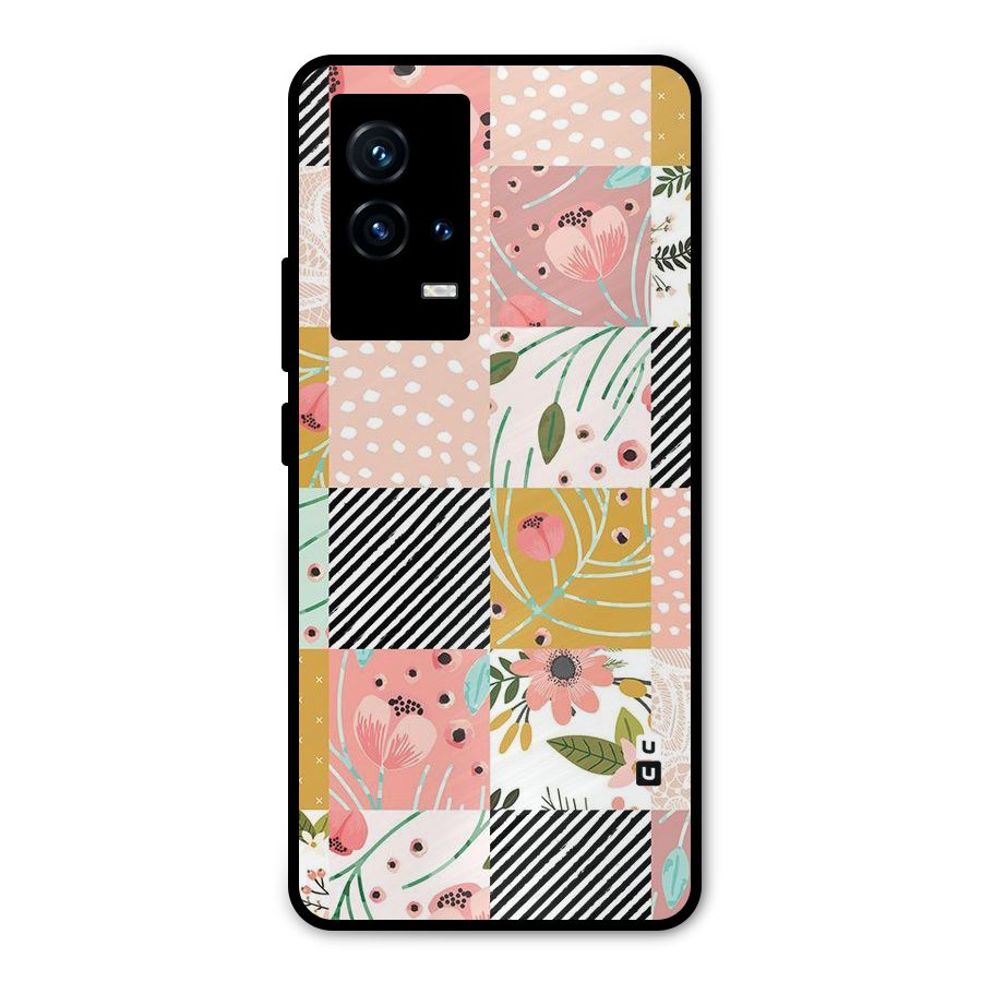 Leaf Stripe Polka Metal Back Case for iQOO 9 5G