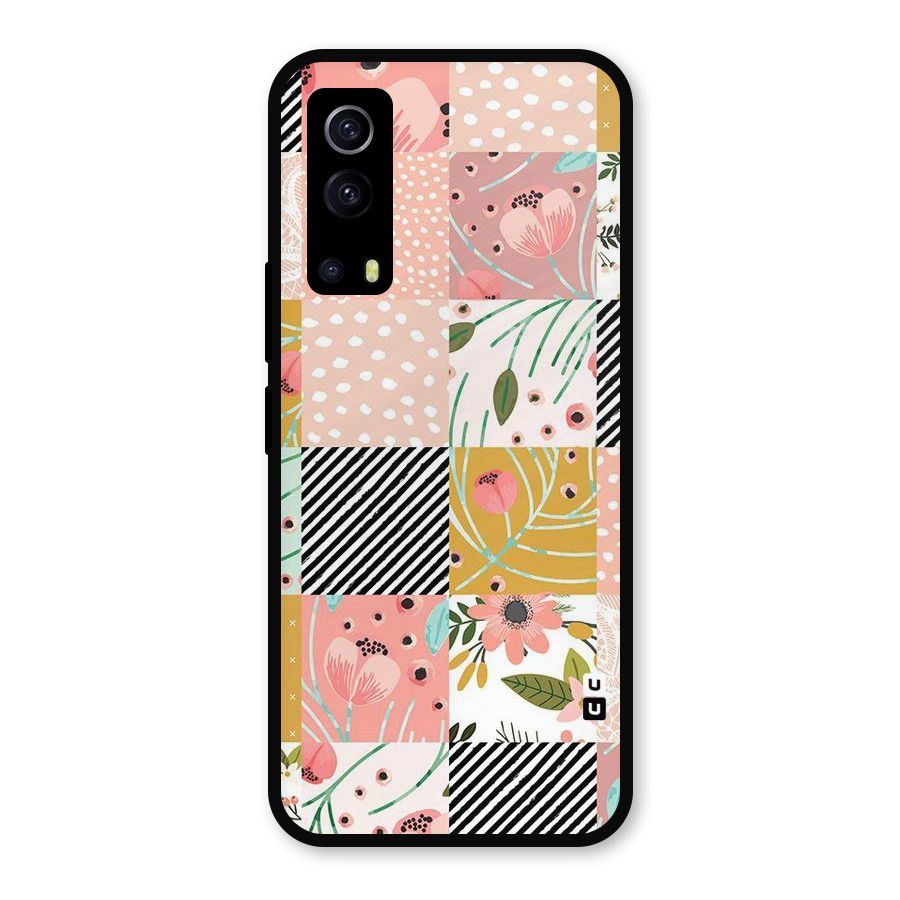Leaf Stripe Polka Metal Back Case for iQOO Z3