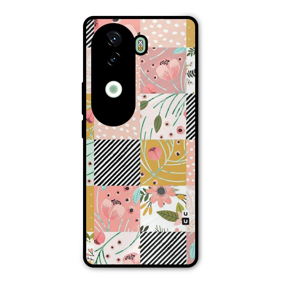 Leaf Stripe Polka Metal Back Case for iQOO Z9s