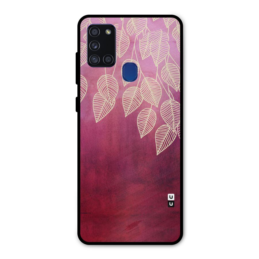 Leafy Outline Metal Back Case for Galaxy A21s