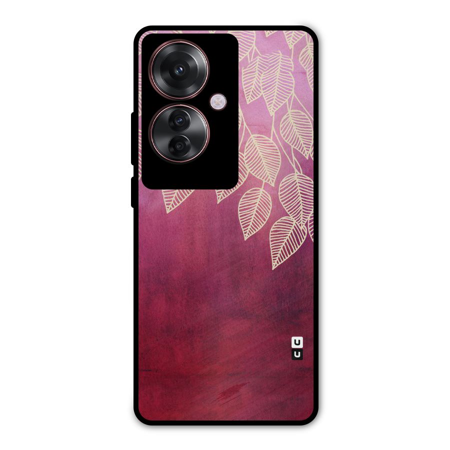 Leafy Outline Metal Back Case for Oppo F25 Pro