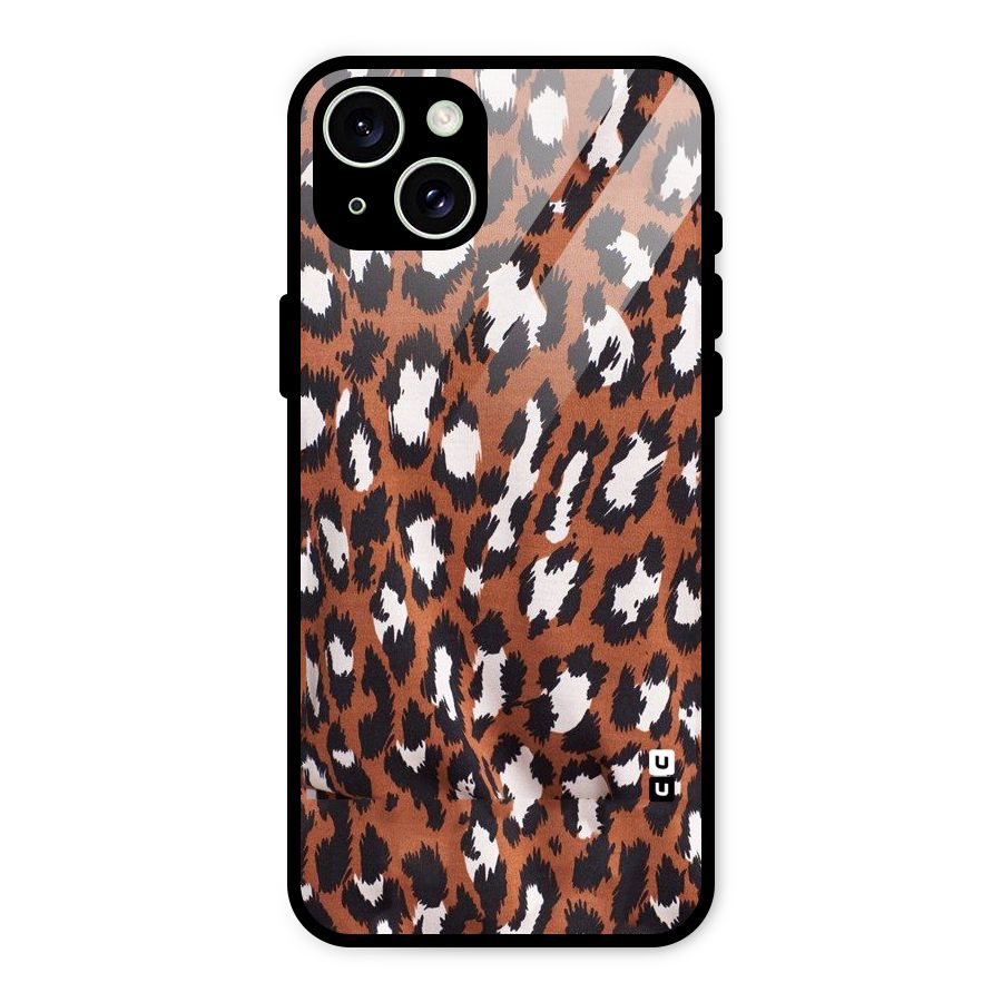 Leapord Design Glass Back Case for iPhone 15 Plus