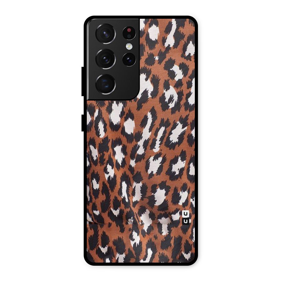Leapord Design Metal Back Case for Galaxy S21 Ultra 5G
