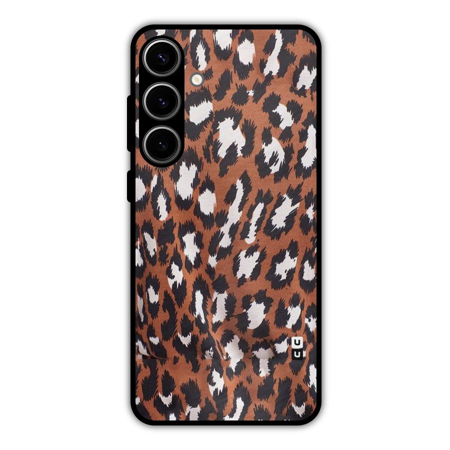 Leapord Design Metal Back Case for Galaxy S24 Plus