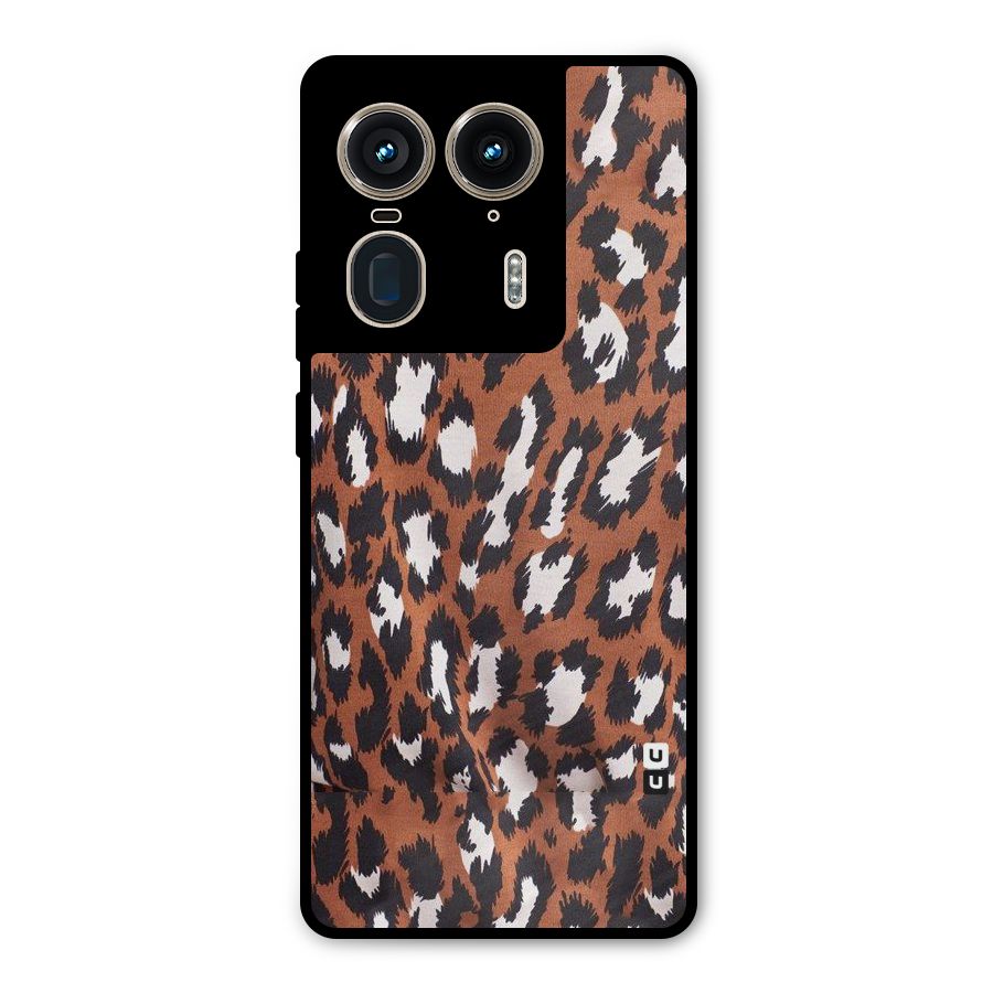 Leapord Design Metal Back Case for Motorola Edge 50 Ultra
