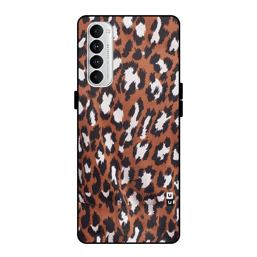 Leapord Design Metal Back Case for Oppo Reno4 Pro