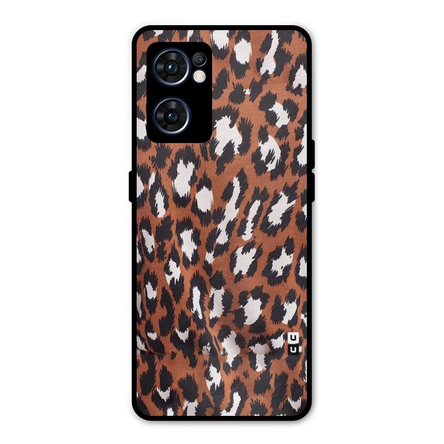 Leapord Design Metal Back Case for Oppo Reno7 5G