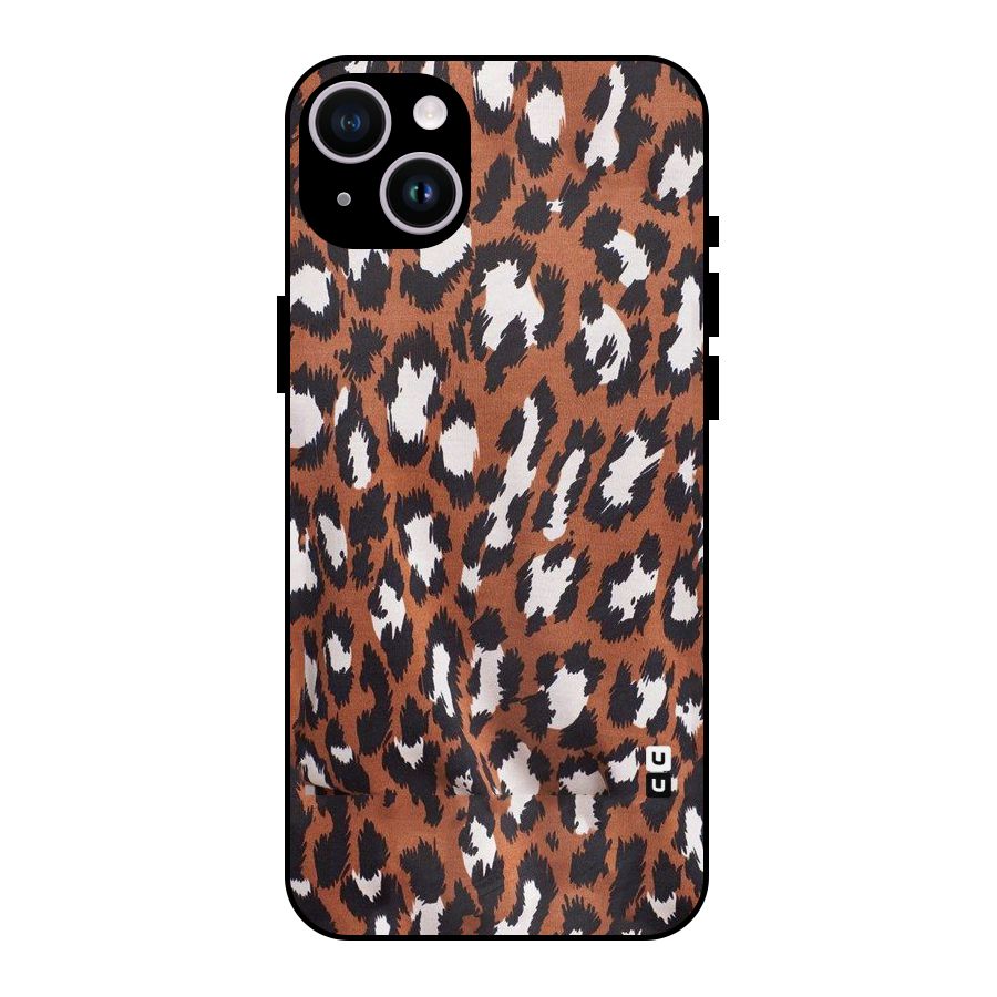 Leapord Design Metal Back Case for iPhone 14 Plus