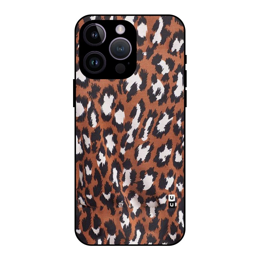 Leapord Design Metal Back Case for iPhone 14 Pro Max