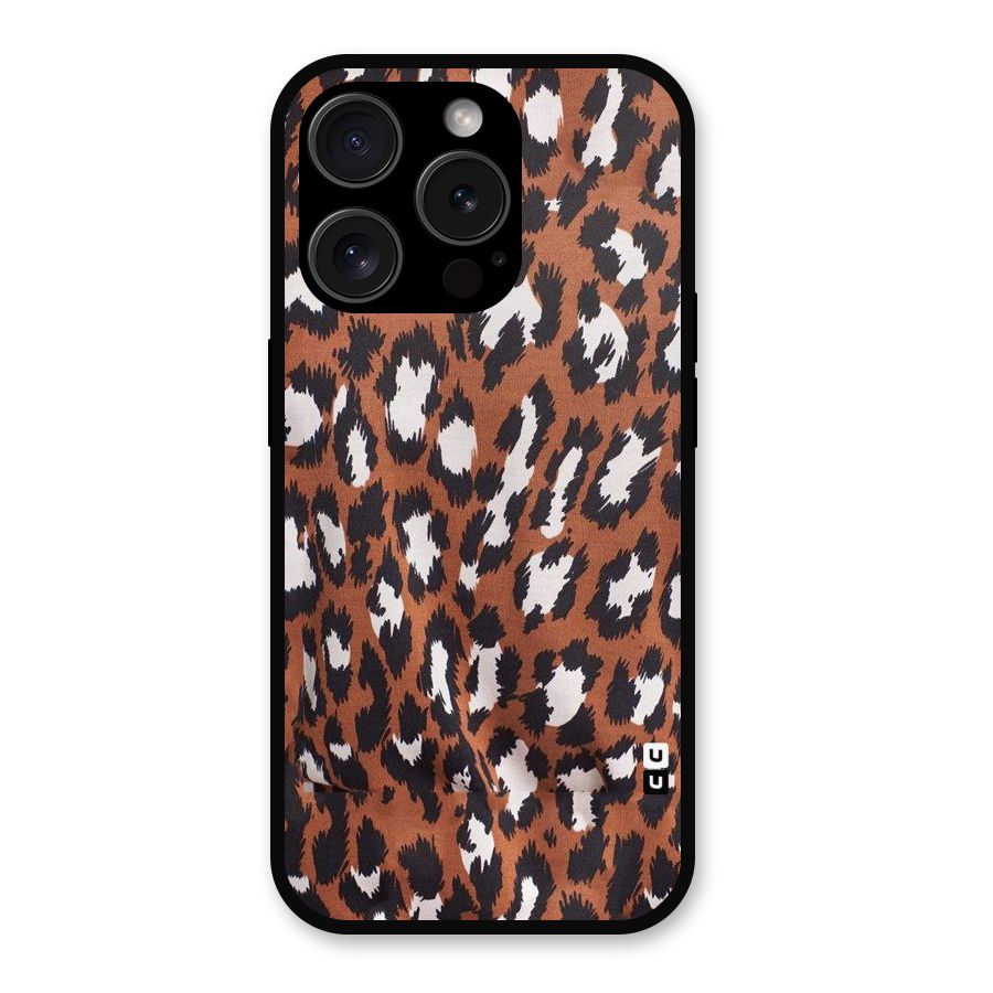 Leapord Design Metal Back Case for iPhone 15 Pro