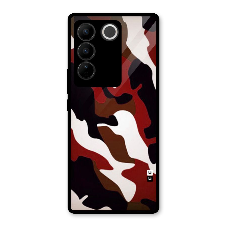 Leapord Pattern Glass Back Case for Vivo V27 Pro