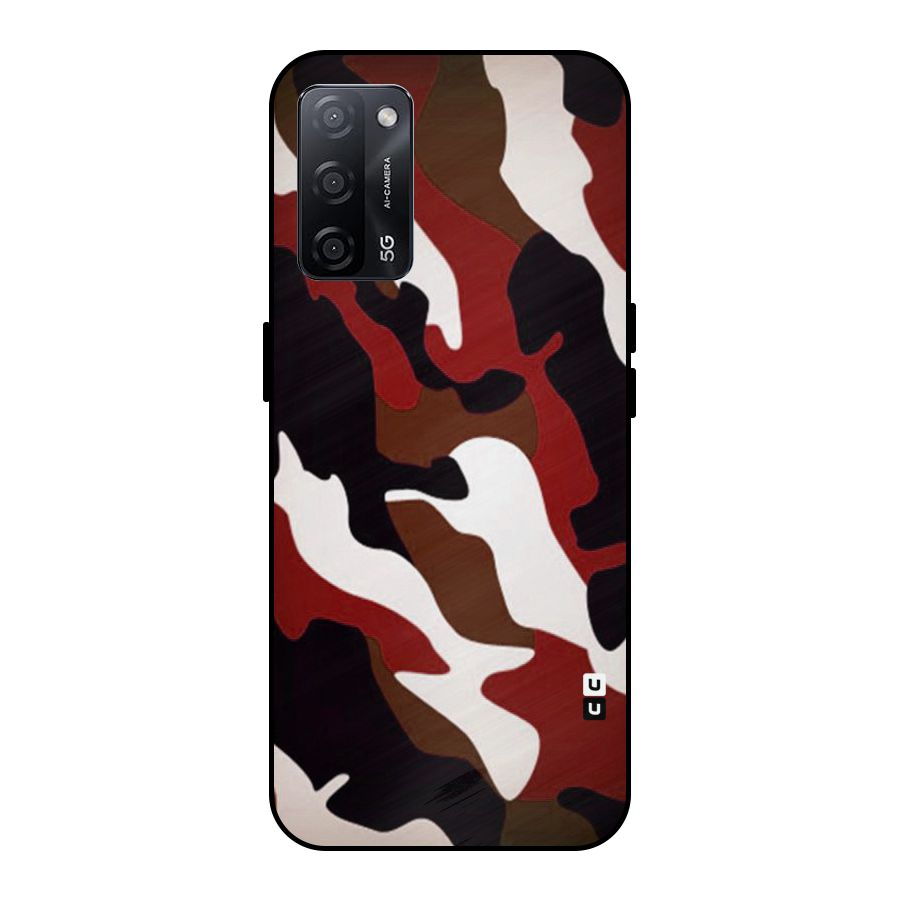 Leapord Pattern Metal Back Case for Oppo A53s 5G