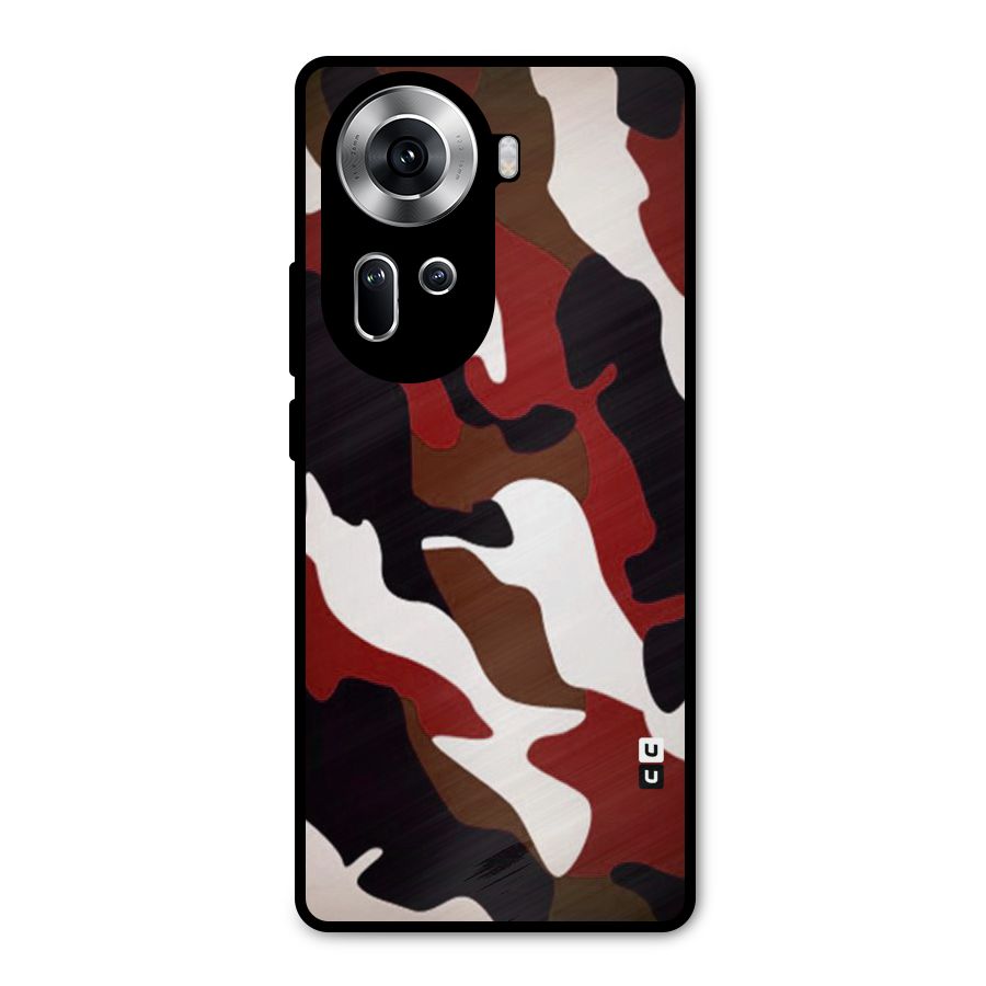 Leapord Pattern Metal Back Case for Oppo Reno11 5G